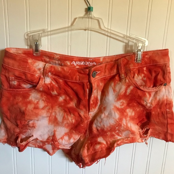 orange tie dye shorts - Picture 2 of 5